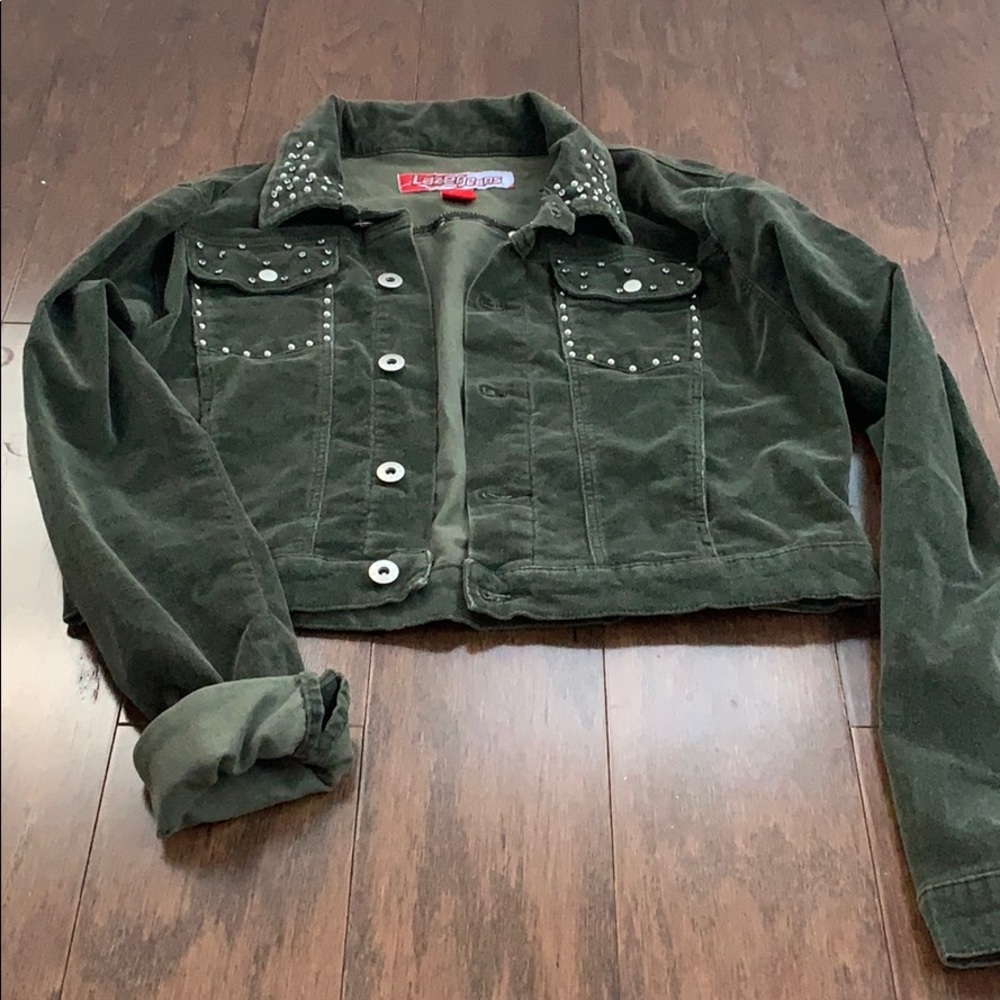 Olive green studded short jacket